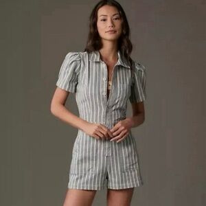 Anthropologie Pilcro The Kit Utility‎ Romper Shorts Size 10 Navy Blue Lagenlook